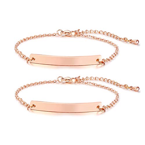 Armband Damen Gravur Namen Edelstahl:VNOX Partnerarmband Personalisiert|BFF Armbänder für 2|Brautjungfer Armbänder|Schwestern Geburtstagsgeschenk von VNOX