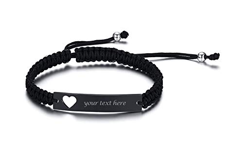 VNOX Personalisierte Gravur Anpassen Paare Schwestern Freundschaft Brautjungfer Familie Schmuck-Set für 2/3/4/5 Edelstahl Geflochtene Hohl Herz Bar Armband für Frauen Männer von VNOX