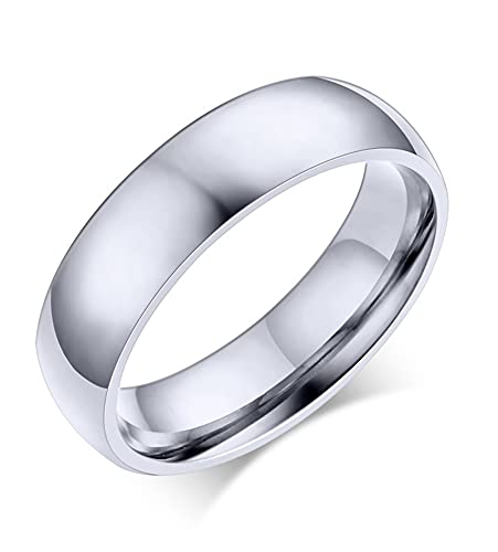 VNOX Personalisierte Individualisieren 6mm Breite Edelstahl Einfacher Bandring Ehering Ring für Frauen Männer,Kostenlose Gravur,Größe 57(18.1) von VNOX