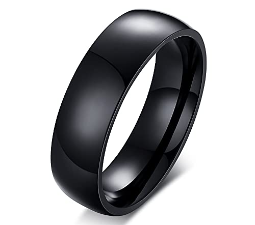 VNOX Personalisierte Individualisieren 6mm Schwarz SchwarzBreite Edelstahl Einfacher Bandring Ehering Ring für Frauen Männer,Kostenlose Gravur,Größe 69(22.0) von VNOX