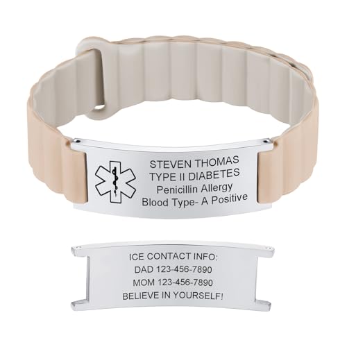 VNOX Personalisiertes Notfallarmband SOS Armband - Herren Damen Bequemes Medizinisches ID Armband mit Gravur Name Telefonnummer, Silikon Medizinische Notfall Armbänder für Autismus VNOX Personalisiertes Notfallarmband SOS Armband - Herren Damen Bequemes Medizinisches ID Armband mit Gravur Name Telefonnummer, Silikon Medizinische Notfall Armbänder für Autismus von VNOX