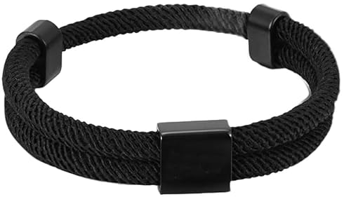 VNOX Verstellbares Mailänder Seilarmband für Männer - Edelstahl mit vollem Glanz, schwarze Farbe, verstellbare Größe von 13-27 cm, 4 mm Mailänder Seil von VNOX