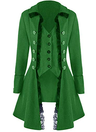 VNVNE Damen Steampunk Gothic Korsett Halloween Kostüm Mantel Viktorianische Frack Jacke, Grün, L VNVNE Damen Steampunk Gothic Korsett Halloween Kostüm Mantel Viktorianische Frack Jacke, Grün, L von VNVNE