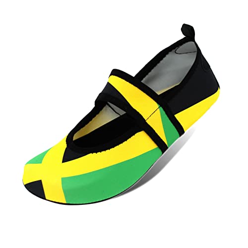 Wasserschuhe für Damen, schnelltrocknend, Schwimmen, Strandschuhe, Schuhe für Sport, Reisen, Tanzen, Outdoor, Surfen, Yoga, Übung, Jamaika-Flagge, Karibik, Reggae, Rasta, Jamaika-01, 7-8 von VOARYISA