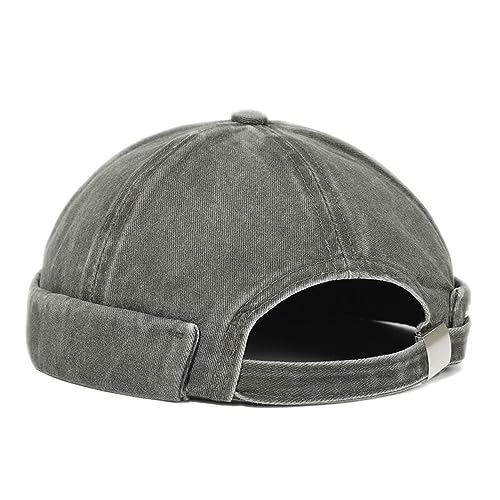 Basecap Herren Vintage Docker Cap Krempenlose Mütze Damen Hip Hop Hut Baumwolle Retro Verstellbare Matrosenmütze Atmungsaktive Beanie Unisex,Grün,56-60Cm von VOATI