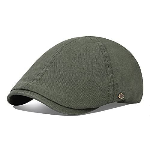 VOBOOM Flache Kappe Cabbie Hut Gatsby Ivy Cap Irische Jagdmütze Newsboy, Grün (Army Green), Einheitsgröße von VOBOOM