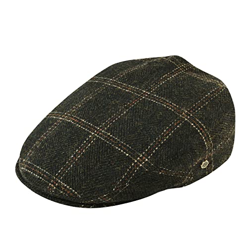 VOBOOM Herringbone Flat Efeu Newsboy Hut Wollmischung Gatsby Cabbie Cap, kariert grün, 59 EU von VOBOOM