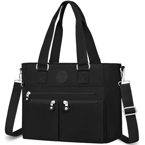 VOBUKE Handtasche Damen Groß Tasche Nylon Umhängetasche Große Wasserdichte Crossbody Bag mit Vielen Fächern Tote Bag Mittelgroß Schultertasche Damenhandtasche mit Breitem Gurt für Uni Schule Shopper von VOBUKE