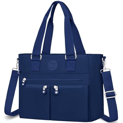 VOBUKE Handtasche Damen Groß Tasche Nylon Umhängetasche Große Wasserdichte Crossbody Bag mit Vielen Fächern Tote Bag Mittelgroß Schultertasche Damenhandtasche mit Breitem Gurt für Uni Schule Shopper von VOBUKE
