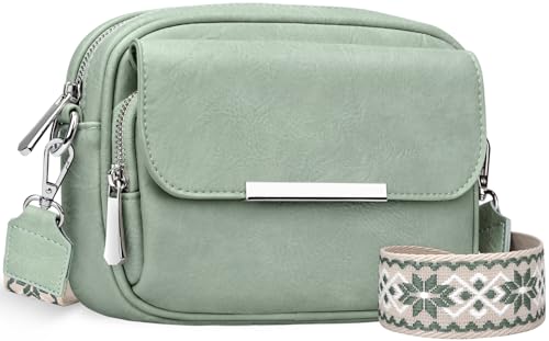 VOBUKE Kleine Damen Umhängetaschen Leicht PU Leder Crossbody Bag Frauen Handytasche Elegant Schultertasche mit 12 Kartenschlitz Breitem Schultergurt Moderne Handtasche Einkaufen Reisen von VOBUKE