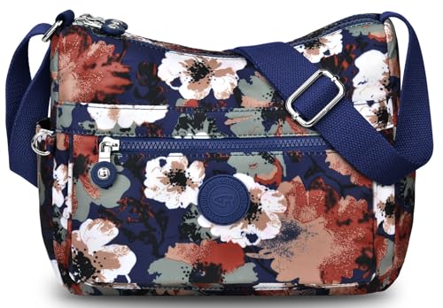 VOBUKE Umhängetasche Damen Mittelgroß Wasserdicht Nylon Crossbody Bag mit Vielen Fächern Leichte Schultertasche Verstellbarer Breitem Freizeit Kleine Messenger Bag für Einkaufen, Reisen von VOBUKE