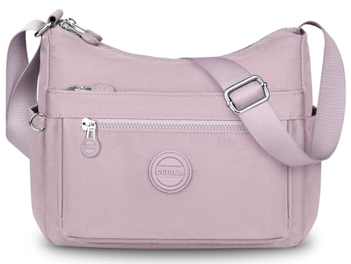 VOBUKE Umhängetasche Damen Mittelgroß Wasserdicht Nylon Crossbody Bag mit Vielen Fächern Leichte Schultertasche Verstellbarer Breitem Freizeit Kleine Messenger Bag für Einkaufen, Reisen von VOBUKE