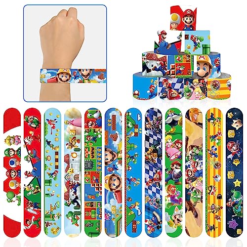 VOCDEMERI 12 Stück Kinder Slap Armband,Karikatur Schnapparmband,Kinder Slap Bands für Kinder Geschenke Geburtstags Party Zubehör von VOCDEMERI