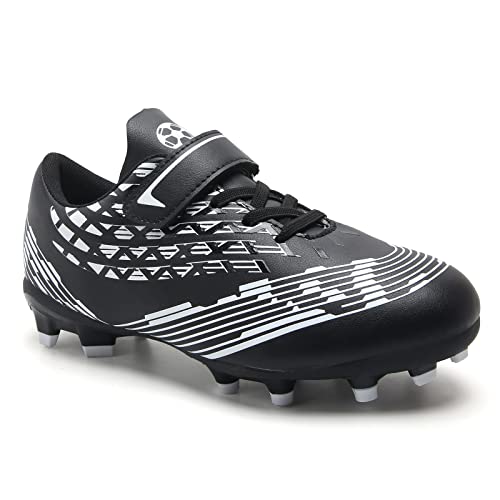 VOCNTVY Kinder Fussballschuhe Jungen Low Top Professionelle Soccer Sneakers Spike Cleats Sportschuhe Schwarz 32 EU von VOCNTVY