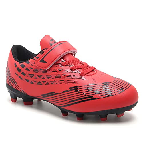 VOCNTVY Kinder Fussballschuhe für Jungen Mädchen Soccer Boots Outdoor Sportschuhe Leichte Sneakers Rot 37 EU von VOCNTVY