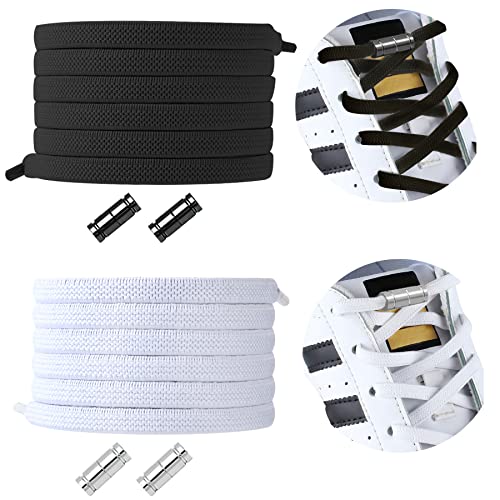 VOCOOL 2 Paar elastische Schnürsenkel, ohne Binden, elastisch, ohne Binden, Einheitsgröße, für Erwachsene und Kinder, 2 Farben von VOCOOL