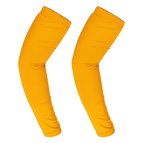 VOCOSTE 1 Paar Ärmlinge rutschfest ArmSleeves UV Sonnenschutz Armstulpen für Damen Herren Golf Basketball Fahren Radsport Wandern Laufen Gelb XL Größe von VOCOSTE