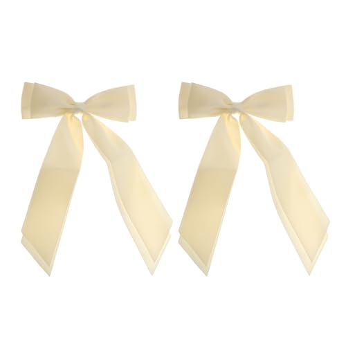 2 Stück Haarschleifen Haarclip Haarband Pferdeschwanzhalter Metallclips Haarschleife für Frauen, Beige von VOCOSTE