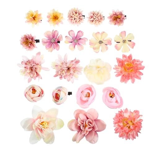 VOCOSTE 21 Stück, Blumen Haarspangen, Blumen Haarspangen für Frauen Maedchen, Pink von VOCOSTE