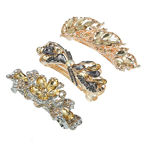 VOCOSTE 3 Stück Haarspangen Vintage Shining Strass Blume Schmetterling Blumenform Faux Kristall Haarspange Haar Zubehör Ersatz für Frauen von VOCOSTE