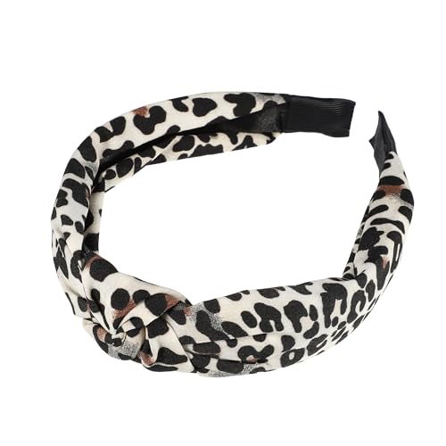 VOCOSTE Leopardenmuster Stirnband, elastisches Knoten-Stirnband, weiß schwarz von VOCOSTE