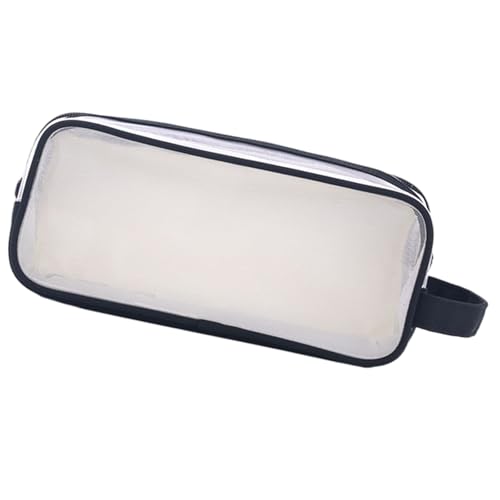 Multifunktionale, transparente Stifttasche, großes Fassungsvermögen, Federmäppchen mit Reißverschluss, Reise-Kulturbeutel, Kosmetiktasche, Schwarz von VOCUE