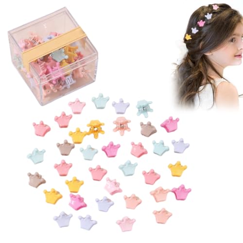 36 Stück Kleine Blumen Haarspangen Mini Haarklammer Clips, Mini-Haarspangen, Haarspangen für kleine Mädchen, bunte Haarspangen, Haarspangen in Kronenform von VODAFQS