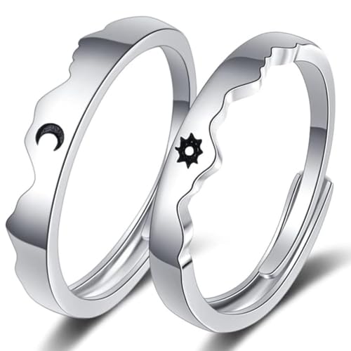 Paar Ringe Sonne Mond Ringe Set, Verstellbare Silber Freundschaftsringe Ringe Sonne Gold Ringe und Mond Silber Ringe von VODAFQS