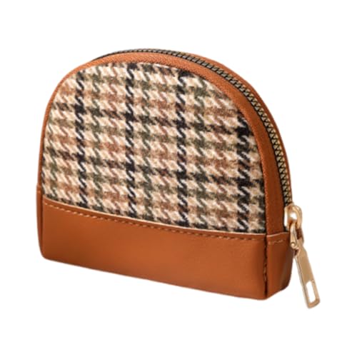 VODAFQS Geldbörse Damen, Mini Portemonnaie Leder Klein mit Mehreren Fächern, Trifold Brieftasche für Frauen, Kompakte Geldtasche, Schwarz Karomuster von VODAFQS