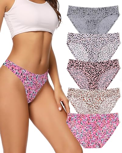 VOENXE Bikini Unterhosen Damen Mehrpack,Nahtlose Stretch Slip Panty Frauen Mehrfarbig,No Show Seamless Unsichtbare Atmungsaktiv Bequeme Hipster Unterwäsche 5er Pack von VOENXE