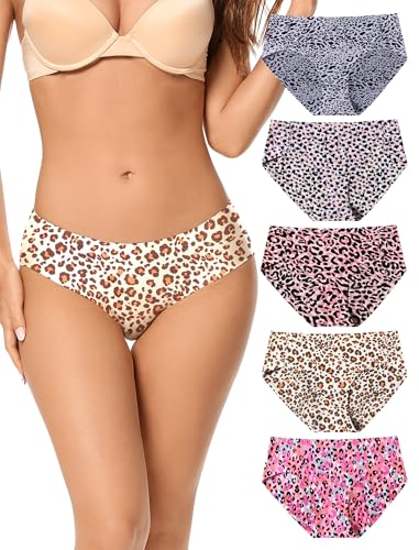 VOENXE Unterhosen Damen Nahtlos,Seamless Hipster UnterwäSche Frauen,Slips Ohne Naht,Unsichtbar Unterhose Schlüpfer Mehrpack,Invisible Underwear Women Microfaser Stretch,No Show Panties,5er-Pack Set von VOENXE