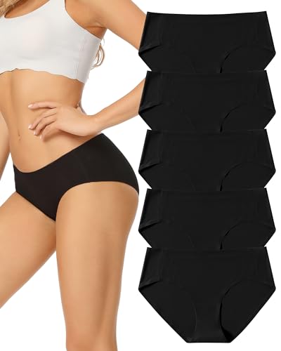 VOENXE Unterhosen Damen Nahtlos,Seamless Hipster UnterwäSche Frauen,Slips Ohne Naht,Unsichtbar Unterhose Schlüpfer Mehrpack,Invisible Underwear Women Microfaser Stretch,No Show Panties,S,5er-Pack Set von VOENXE