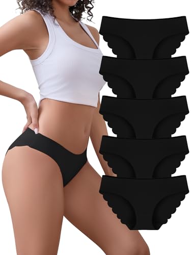 VOENXE Unterhosen Damen Nahtlos,Seamless Slips UnterwäSche Frauen,Bikini Unterhose Ohne Naht,Unsichtbar Women's Underwear No Show,Invisible Hipster Mehrpack,Sport Panties Stretch Bequeme,5er Pack Set von VOENXE