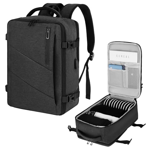 VOESLD Rucksack Herren Damen 55x40x20, Handgepäck Rucksack Dunkelgrau Laptop Wasserdicht, Reiserucksack. 44L von VOESLD