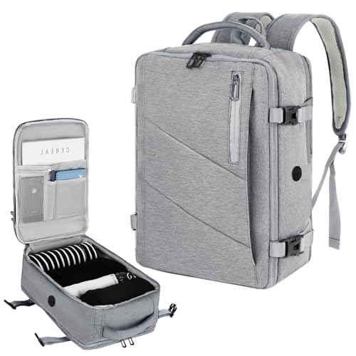 VOESLD Ryanair Handgepäck 40x20x25, Handgepäck Rucksack Damen Herren Laptop Rucksack Hellgrau Wasserdicht, Reiserucksack flugzeug für Alle Großen Airlines von VOESLD