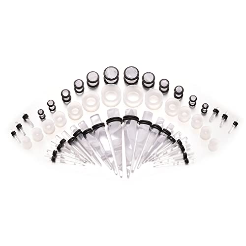 vogem 50 Stück Acryl Tunnel Dehnstab Transparent Mit Muster Taper Dehnungstäbe Silikon Ohr Tunnel 1.6mm-12mm Damen Herren… von vogem