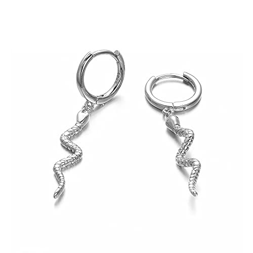 Vogem Silber Chunky Gebogene Schlange Loop Ohrringe für Damen Statement Ohrtropfen Ohrringe Antiallergener Modeschmuck von vogem