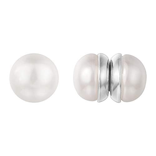 Vogem Magnet Ohrringe Damen 10mm Perlen Magnetische Ohrringe Ohne Ohrlöcher Perle Ohrclips Weißgold Plattiert Modeschmuck von vogem