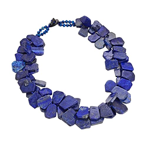 VOGGWBMQ Schmuck umwerfend!Natürliche blaue Lapis-Blau-Kristallhalskette for Frauen-Damen-Schmuck erfüllen von VOGGWBMQ