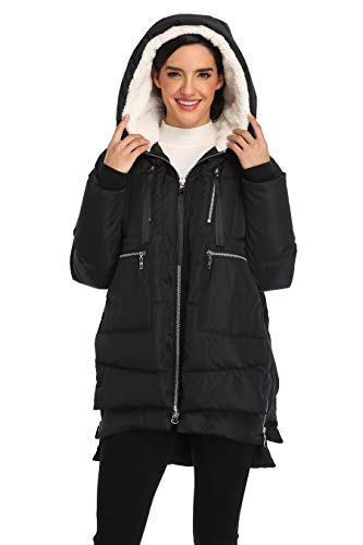 VOGMATE Damen Daunenjacke mit Kapuze Winter Dicke warme Daunenjacke Winddichter Mantel für Damen,Schwarz, XS von VOGMATE