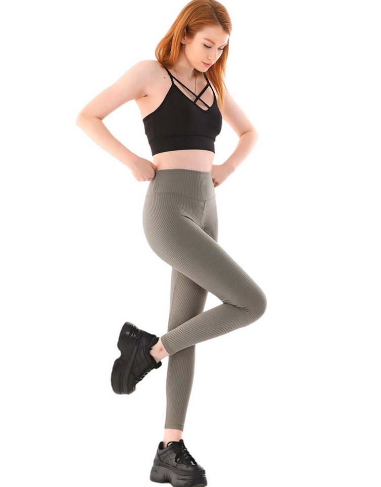 VOGSIGN 7/8-Leggings Damen Yogaleggings High-Waist – Thermo Hose Fleece-Innenfutter von VOGSIGN