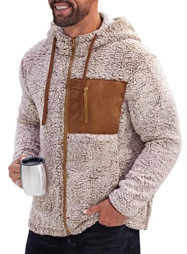 VOGSTART Herren Double Vlies Sweatshirt Soft Gefüttert Reißverschluss Kapuzenpulli Outdoor Leichtgewicht Strickjacke Mantel XL von VOGSTART