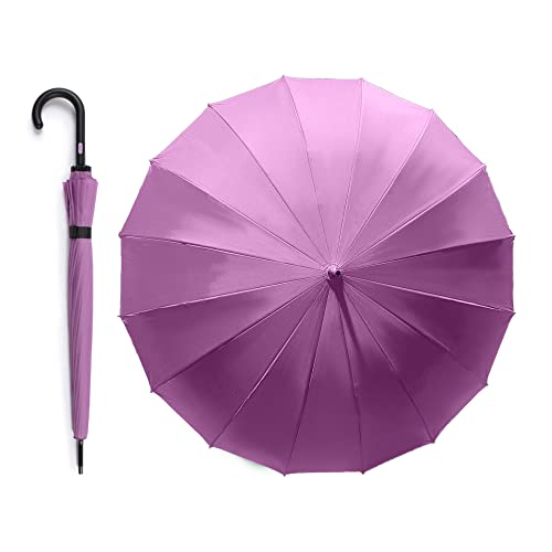 Regenschirm mit 16 Rippen VOGUE, lang, elegant, aus 100% Eco-Rpet-Gewebe, das aus recycelten Plastikflaschen hergestellt wurde. Winddichtes System (Wind Proof) und automatische Öffnung. (Rosa) von VOGUE