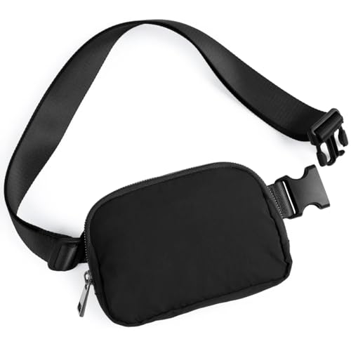 VOHONEY Gürteltasche Damen Bauchtasche Mode Hüfttasche Damen Geldbörse Ovale Tasche Umhängetasche Mini Gürteltasche für Reise Wanderung und Outdoor-Aktivitäten (Schwarz) von Erkic
