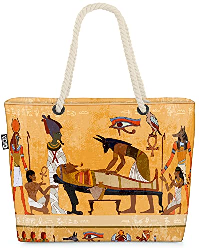 VOID Ägyptische Götter Pharao Strandtasche Shopper 58x38x16cm 23L XXL Einkaufstasche Tasche Reisetasche Beach Bag von VOID