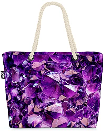 VOID Amethyst Kristall Stein Strandtasche Shopper 58x38x16cm 23L XXL Einkaufstasche Tasche Reisetasche Beach Bag von VOID