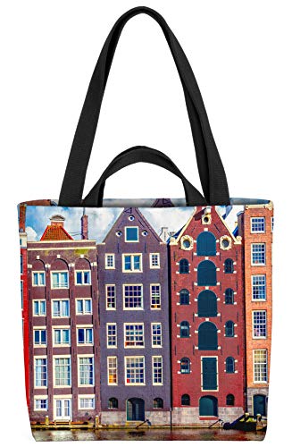 VOID Amsterdam Häuser Tasche 33x33x14cm,15l Einkaufs-Beutel Shopper Einkaufs-Tasche Bag von VOID