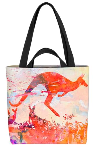 VOID Aquarell Känguru Australien Tasche 33x33x14cm,15l Einkaufs-Beutel Shopper Einkaufs-Tasche Bag von VOID