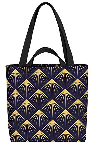 VOID Art Deco Federn Muster Tasche 33x33x14cm,15l Einkaufs-Beutel Shopper Einkaufs-Tasche Bag von VOID
