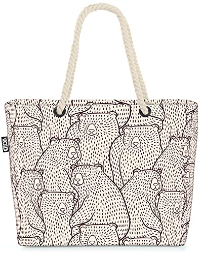 VOID Bären Tiere Muster Strandtasche Shopper 58x38x16cm 23L XXL Einkaufstasche Tasche Reisetasche Beach Bag von VOID